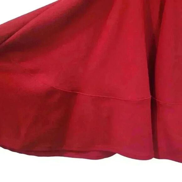 Aqua Women's Red Poly/Rayon/Spandex V-Neck Short Sleeve Knee Length Dress - Picture 6 of 7